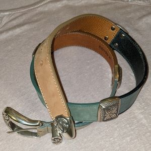 Brighton Color block Leather Concho Belt Size M 29" to 32"